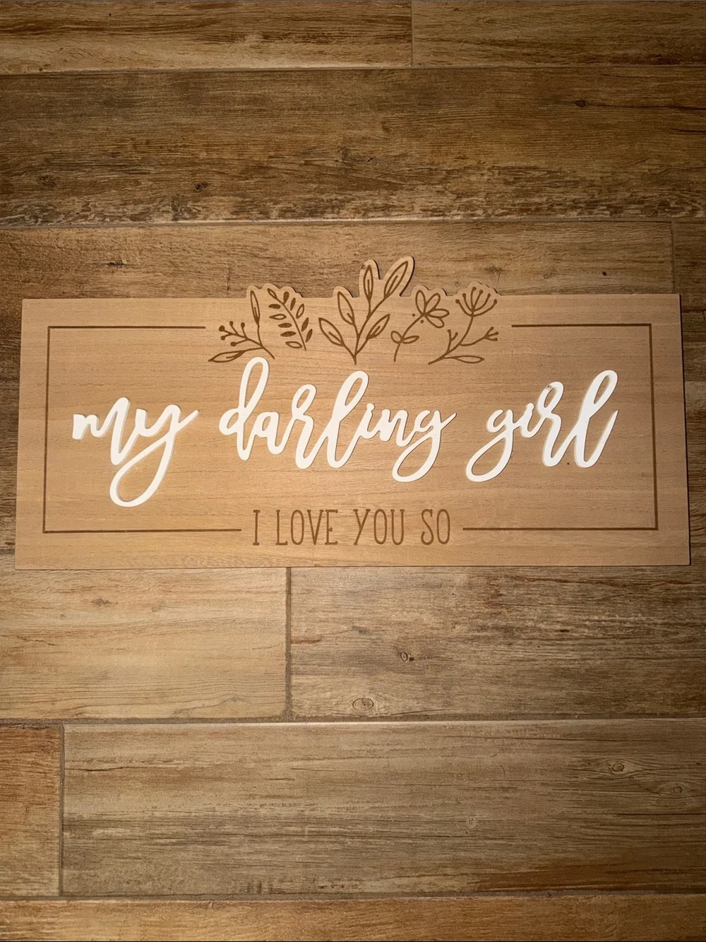 Wooden 'My Darling Girl' Wall Sign - Neutral Tones